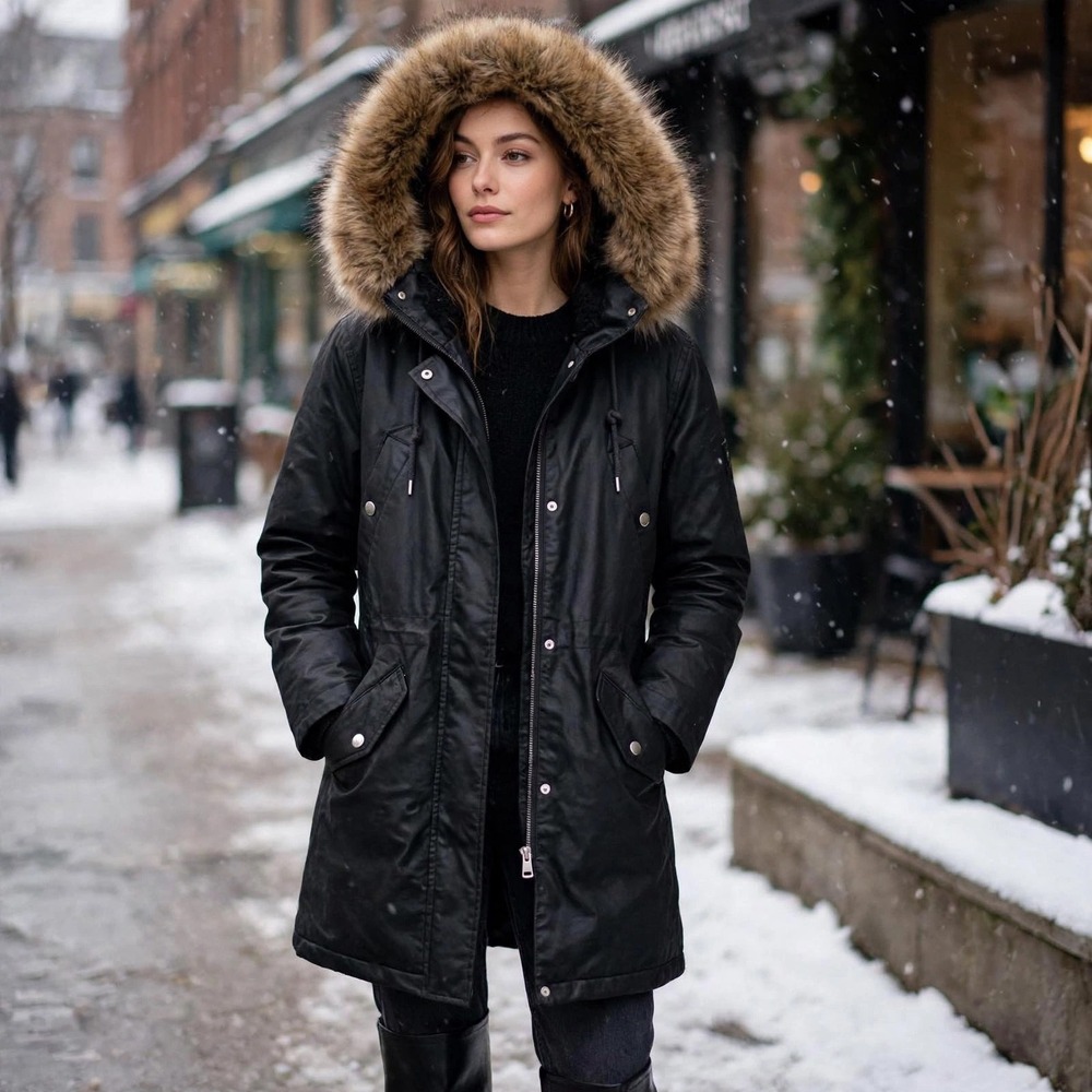 J.Crew Chateau Parka Black Primaloft Faux Fur Hood Jacket PXS Womens